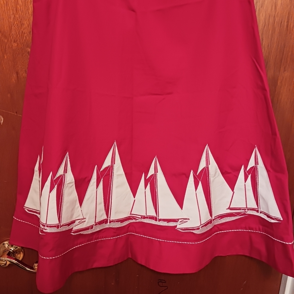 Liz Claiborne Red White Sailboat Skirt Ladies 10 Nautical Resort WEAR Preppy - Picture 6 of 6